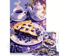 Illustrazione di una natura morta con torta di mirtilli per adolescenti Puzzle da 1000 pezzi per lo sviluppo cerebrale, per una fuga consapevole, pulito, assemblato, festivo, a sorpresa (38x26cm)