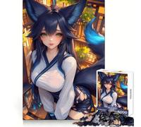 Illustrazione di una ragazza volpe anime, puzzle di animali da gioco, 1000 pezzi per adolescenti, abilità analitiche, fuga serena, unione precisa, regalo per le vacanze (38x26cm)