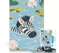 Illustrazione di una zebra che nuota in uno stagno - Puzzle da 1000 pezzi per ragazzi,gioco di abilità mentale,taglio laser per un incastro perfetto,rilassante attività di gruppo al chiuso (50x75cm)