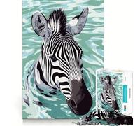 Illustrazione di una zebra che nuota nell'acqua - Puzzle da 1000 pezzi - Memory Train - Divertente superficie liscia e priva di sbavature - Sfida divertente per il tempo libero (38x52cm)