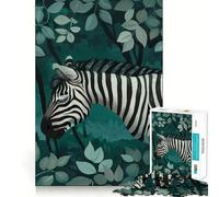 Illustrazione di una zebra nella foresta turchese - Puzzle da 1000 pezzi per adulti - Allenamento mentale - Divertimento - Taglio laser di alta qualità - Attività di gruppo rilassante al chiuso