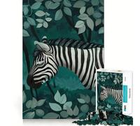 Illustrazione di una zebra nella foresta turchese - Puzzle da 1000 pezzi per adulti - Gioco di logica e allenamento - Incastro perfetto - Attività per rafforzare i legami affettivi (50x75cm)