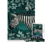 Illustrazione di una zebra nella foresta turchese Puzzle da 1000 pezzi per ragazzi, esercizio di logica, divertimento tranquillo, bordi puliti, regalo festivo (38x26cm)