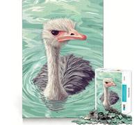 Illustrazione di uno struzzo che nuota nell'acqua - Puzzle da 1000 pezzi per adulti - Gioco interattivo per la casa - Decorazione murale con taglio preciso (38x52cm)