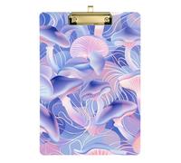 Illustrazione digitale con funghi astratti blu rosa bianco A4 Glitter appunti scienza clip board foro standard per studenti ragazze bambini insegnante appunti Dimensioni 9 x 12