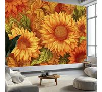 Illustrazione Digitale Girasole Carta Da Parati 3D Fotomurale 300 x 210 cm Colore Arancione Murali, Per Soggiorno Divano Tv Hotel A Tema Corridoio Di Lusso Sfondo Dipinto Murale