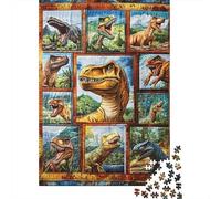 Illustrazione Dinosauri Preistorici Puzzle 1000 Pezzi Carta Per Adulti Stile Giurassico Rilassante Stimola Attenzione Attività In Famiglia Decorazione Casa Regalo 70x50cm/1000pcs