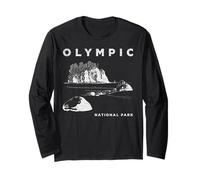 Illustrazione disegnata a mano di arte del parco nazionale olimpico di Washington Maglia a Manica