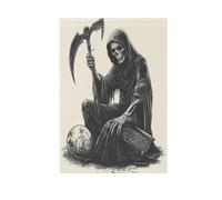 Illustrazione disegnata a mano vintage di un triste mietitore bandiera da giardino set banner stagionale Ringraziamento per la decorazione del portico 28x40 double sided