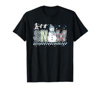 Illustrazione Dolce Pupazzo di Neve con Fiocchi di Neve e Maglietta