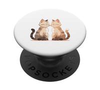 Illustrazione Due Gatti uno di Fronte all’Altro PopSockets PopGrip Adesivo