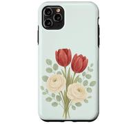 Illustrazione floreale con tulipano rosso pastello e rosa crema bouquet Custodia per iPhone 11 Pro Max