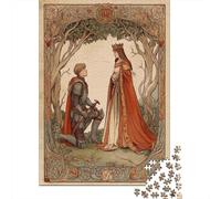 Illustrazione in stile medievale1000 Pezzi Impossibili Per Adulti, Giochi, Regali, Sfide Per Bambiniknight Kneeling before The Regina70x50cm/1000pcs