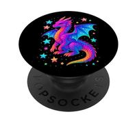 Illustrazione magica stellata del drago colorato mistico PopSockets PopGrip Adesivo