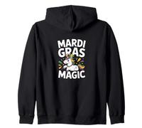 Illustrazione Magica Unicorno Mardi Gras Felpa con Cappuccio