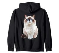Illustrazione Majestic Blue Eyed Ragdoll Cat Felpa con Cappuccio