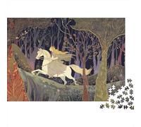 Illustrazione Medioevoe, Princess Riding A Cavallo in The Forest Puzzle Sostenibili Con Motivi Per Adulti Da Gioco in Legno Di Alta Qualità 1000pcs (75x50cm)