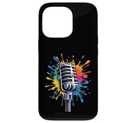 Illustrazione Microfono Retrò Cartoon con Colori Splash Custodia per iPhone 13 Pro