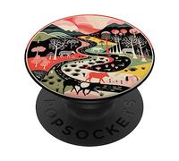 Illustrazione moderna di arte popolare retrò paesaggio pastorale PopSockets PopGrip Adesivo