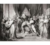 Illustrazione per l'opera teatrale di William Shakespeare King Lear Act I Scene I. Dopo un'incisione del XVIII secolo di Richard Earlom da un'opera di Henry Fuseli. Stampa poster di Ken Welsh (18 x 13