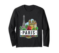 Illustrazione punto di riferimento di Parigi con Torre Eiffel Maglia a Manica
