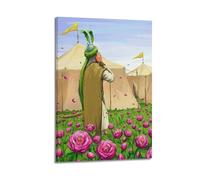 Illustrazione religiosa islamica - Stile Muhammad con tenda e campo di fiori pittura decorativa su tela poster da parete e decorazione moderna per la camera da letto di famiglia 40 x 60 cm