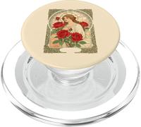 Illustrazione romantica di donna con rose PopSockets PopGrip per MagSafe
