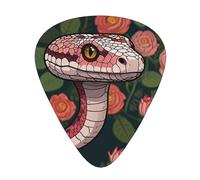Illustrazione rosa serpente plettri per chitarra in dimensioni sottili, medie e spesse, set da 12 pezzi, adatto per chitarra elettrica e vari strumenti