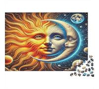 Illustrazione Sole e Luna Puzzle 1000 Pezzi Carta per Adulti Notte Universo Stile Artistico Gioco di Puzzle 1000 Pezzi Relax Famiglia Regalo Arredo 70x50cm/1000pcs