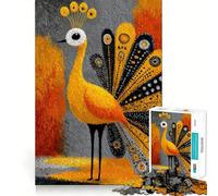 Illustrazione stilizzata di un pavone su sfondo astratto Puzzle da 1000 pezzi per ragazzi, gioco di logica e svago, bordi sottili, regalo speciale 38x52cm