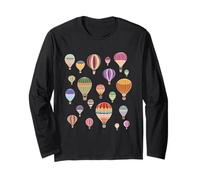 Illustrazione variopinta della Mongolfiera Che vola Attraverso Il Cielo Maglia a Manica