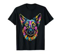 Illustrazione vibrante della testa di cane di pop art Maglietta