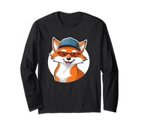 Illustrazione Volpe Cartoon con Cappellino E Occhiali Maglia a Manica