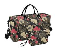Illustrazioni di arte astratta Fiori Nero Decorativo Carry on Bag Allenamento Bag con Cinghia Regolabile per Viaggio Grande Capacità Bolsa de para Mujer