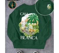 Illustrazioni retrò dipinte a mano con scene di strada tropicali per bambini e bambine. Maglioni autunnali a maniche lunghe con scollo rotondo. Maniche lunghe casual e versatili. Adatti per la casa e