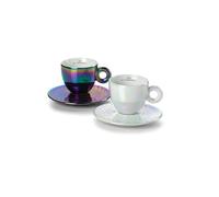 illy 25569 | 2 tazze da Cappuccino Art Collection John Armleder | Set di Due Tazze + Due Piattini Numerati e Firmati