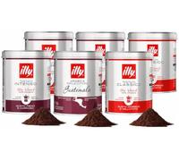 ILLY - 6 Barattoli da 125 Grammi di Caffè Macinato Assortite, Degustazione Monoarabilca Guatemala, Intenso, Classico