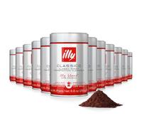 illy, Café moulu pour Moka Classic, 100% Arabica avec des Notes de Caramel, Fleur d'Oranger et Jasmin, Goût doux et arrière-goût sucré, Pack de 12 boites (12 x 250gr)