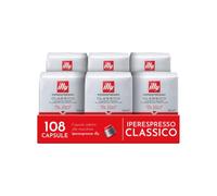 illy, Caffè in Capsule Iperespresso CLASSICO, 108 Capsule Totali | 100% Arabica con Note di Fiori d'Arancio e Gelsomino, Gusto Morbido e Retrogusto Dolce, 6 Confezioni da 18