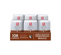 illy, Capsule Iperespresso Arabica Selection Brasile, 108 Capsule | 100% Arabica con Note di Caramello e Frutta Secca, Gusto Intenso, 6 Confezioni da 18 Capsule