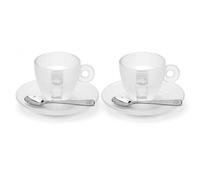 illy Iperespresso Experience Kit 2 Tazzine in Vetro con Piattini e 2 Cucchiani a Marchio