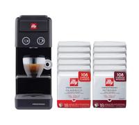 illy, Macchina per Caffè Iperespresso Y3.3 con 216 Capsule, Colore Nero | 108 CLASSICO e 108 INTENSO, Caffè Espresso, Montalatte per Cappuccino, Arresto e Decalcificazione Automatica