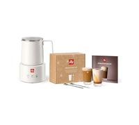 ILLY Milk Frother | Montalatte Elettrico + Indulgence Kit, Un set con 2 Bicchieri in vetro illy, due Cucchiaini in Acciaio inox di Design e un Ricettario di Ricette Caffè