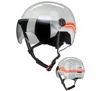 ILM Casco Bici Luce Smart Uomo Donna Monopattino Elettrico Adulti LED di Segnalazione Frenata con Visiera Omologato NTA-8776 CPSC CE Modello MB101L,Beige Grigio,S/M
