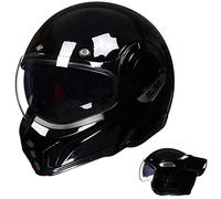 ILM Casco Moto Modulare Integrale per Uomo e Donna Apribile ATV UTV con Mentoniera Reversibile a 180°ECE Model-B707,Nero Lucido, L
