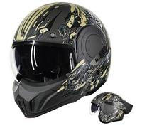 ILM Casco Moto Modulare Integrale per Uomo e Donna Apribile ATV UTV con Mentoniera Reversibile a 180°ECE Model-B707,Verde Militare, 2XL