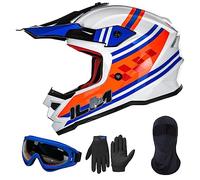 ILM Casco Motocross Bambino Set con occhiali guanti maschera ATV Off Road Go Kart DOT ECE Modello Z705,CLASSIC RACER,XL