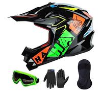 ILM Casco Motocross Bambino Set con occhiali guanti maschera ATV Off Road Go Kart DOT ECE Modello Z705,Hip-hop,S