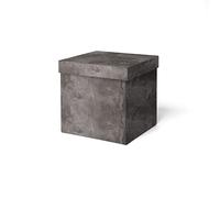 ilo - Scatola per Armadio Rigida con Coperchio cm 25x25 H.25 - Contenitore Portaoggetti Decorativo - Rivestimento Texture Materica Effetto Cemento Grigio Piombo - Riciclabile e Prodotto in Italia