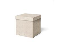 ilo - Scatola per Armadio Rigida con Coperchio cm 25x25 H.25 - Contenitore Portaoggetti Decorativo - Rivestimento Texture Materica Effetto Cemento Grigio Chiaro - Riciclabile e Prodotto in Italia